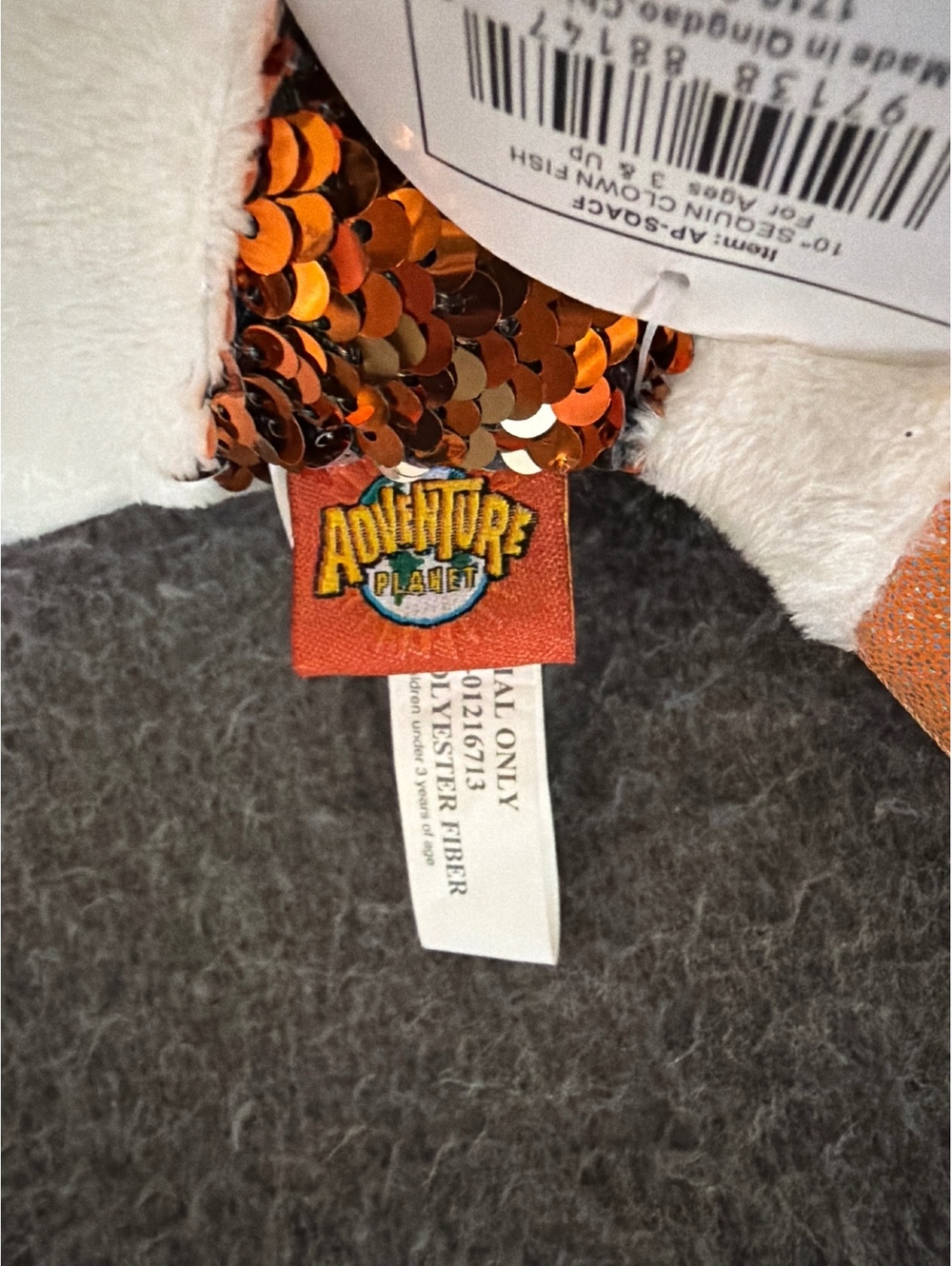 Adventure Planet Sequinimals Clownfish Plush Toy Tag Attached - Picture 4 of 6